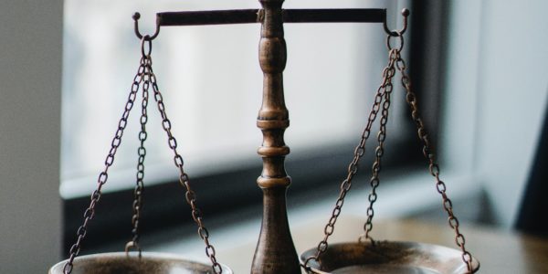 Scales of justice and a gavel