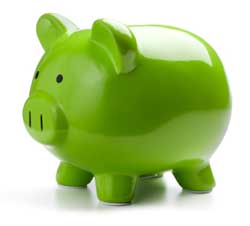 Green piggy bank