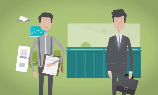 Illustration of two men in an office